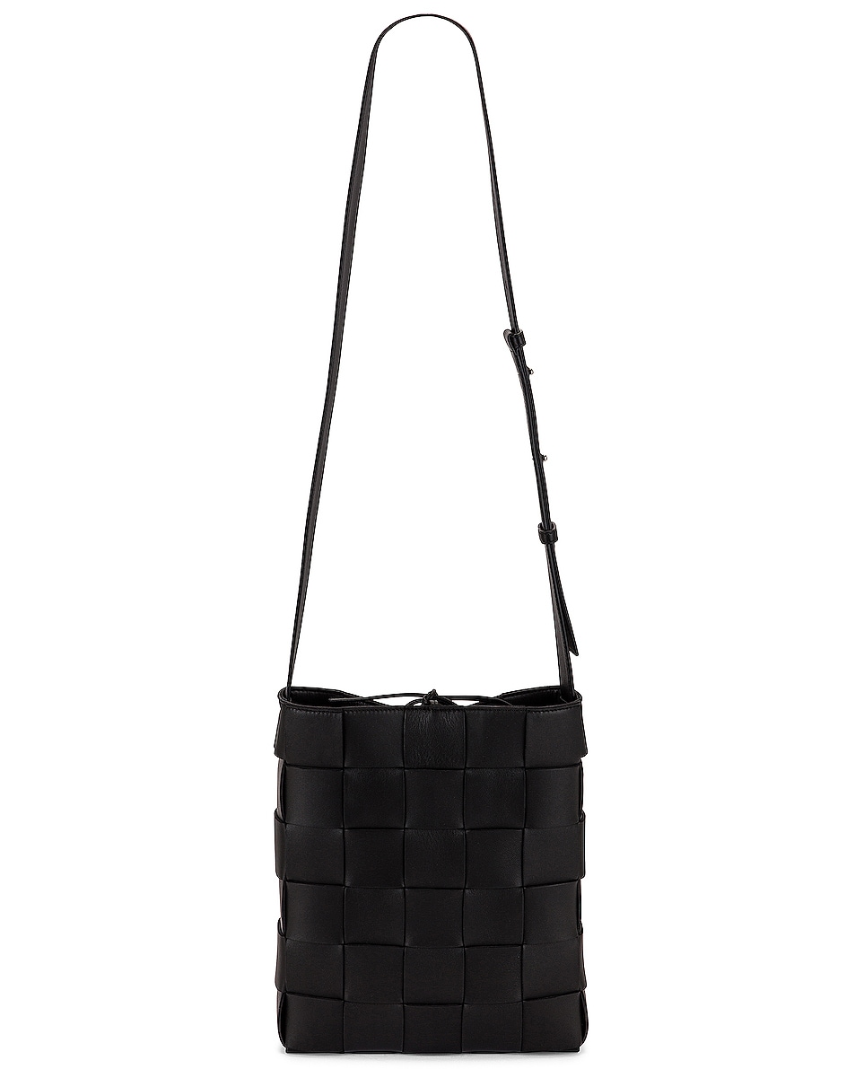 Bottega Veneta Small Intreccio Crossbody Bag in Black & Silver | FWRD