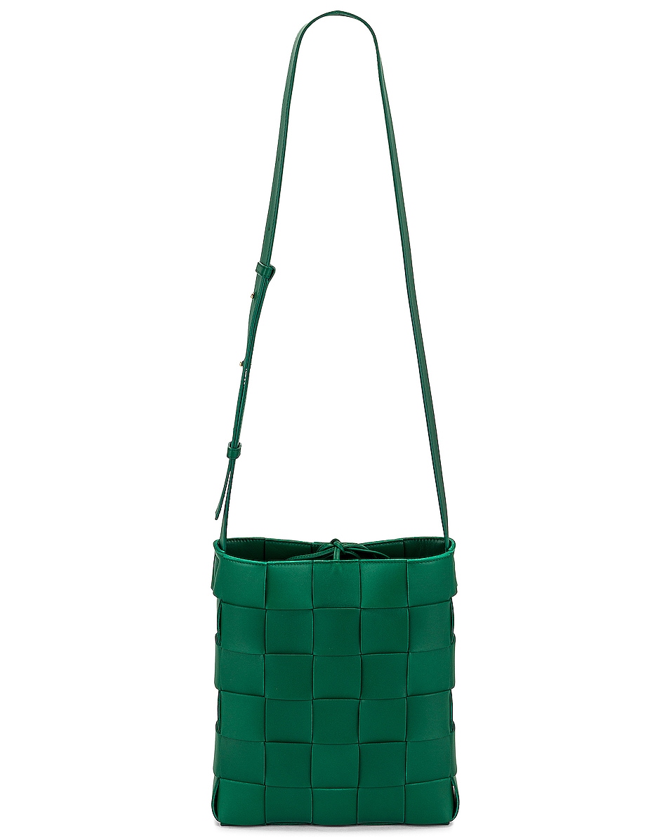 Image 1 of Bottega Veneta Small Intreccio Crossbody Bag in Racing Green & Gold