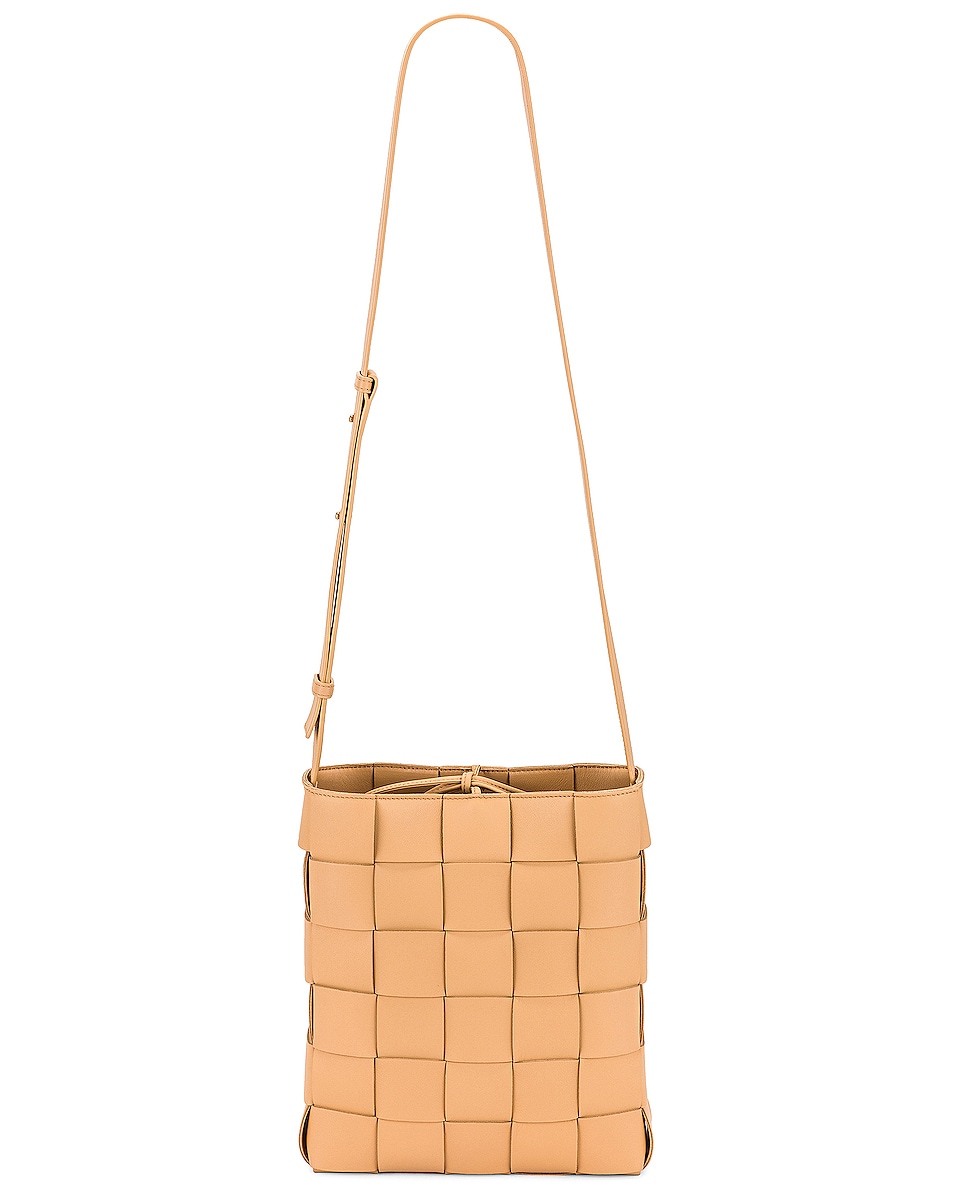 Image 1 of Bottega Veneta Small Intreccio Crossbody Bag in Almond & Gold