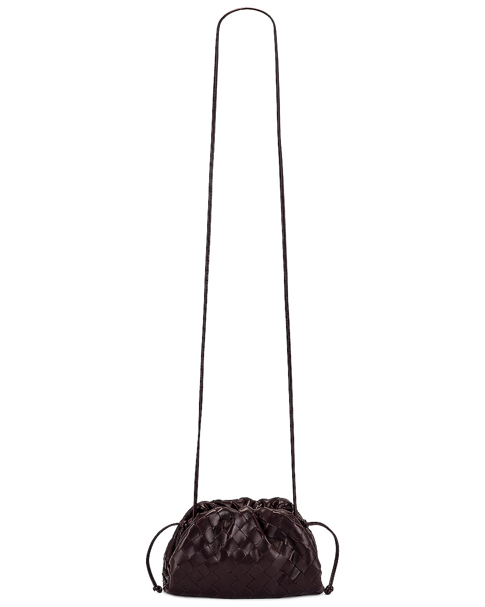 Image 1 of Bottega Veneta Mini Leather Woven Pouch Clutch Crossbody Bag in Grape & Gold