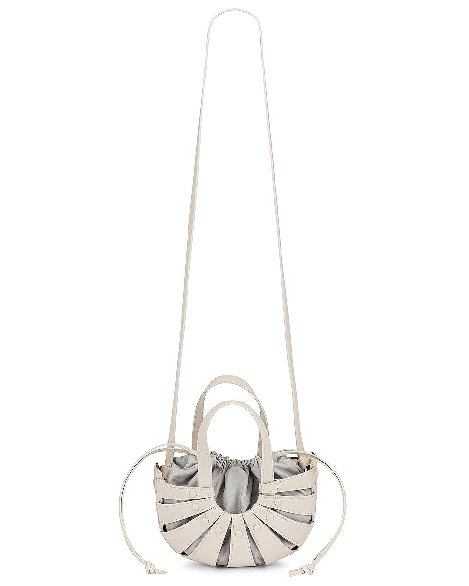 Image 1 of Bottega Veneta The Shell Small Bag in White & Frost Gold