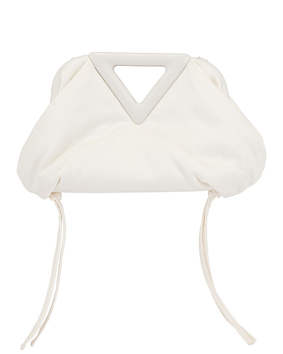Image 1 of Bottega Veneta Nylon Triangle Handle Pouch in White & Chalk & Silver