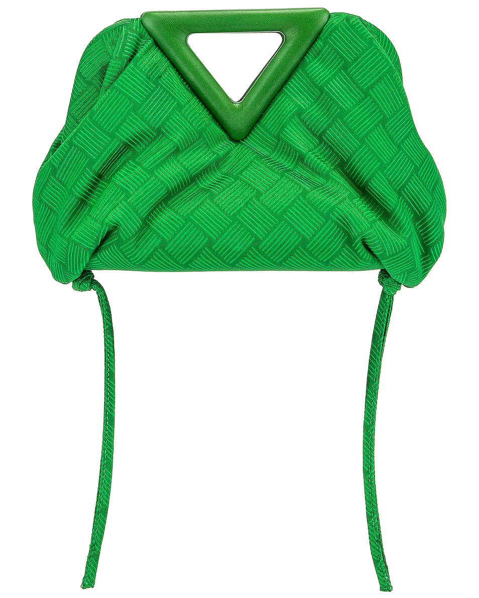Image 1 of Bottega Veneta Nylon Triangle Handle Pouch in Parakeet & Lawn & Silver