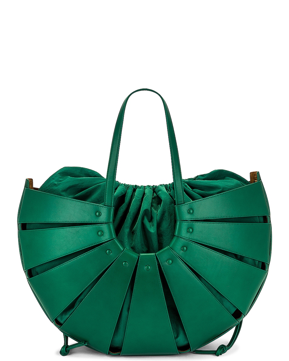 Image 1 of Bottega Veneta The Shell Large Bag in Racing Green & Gold