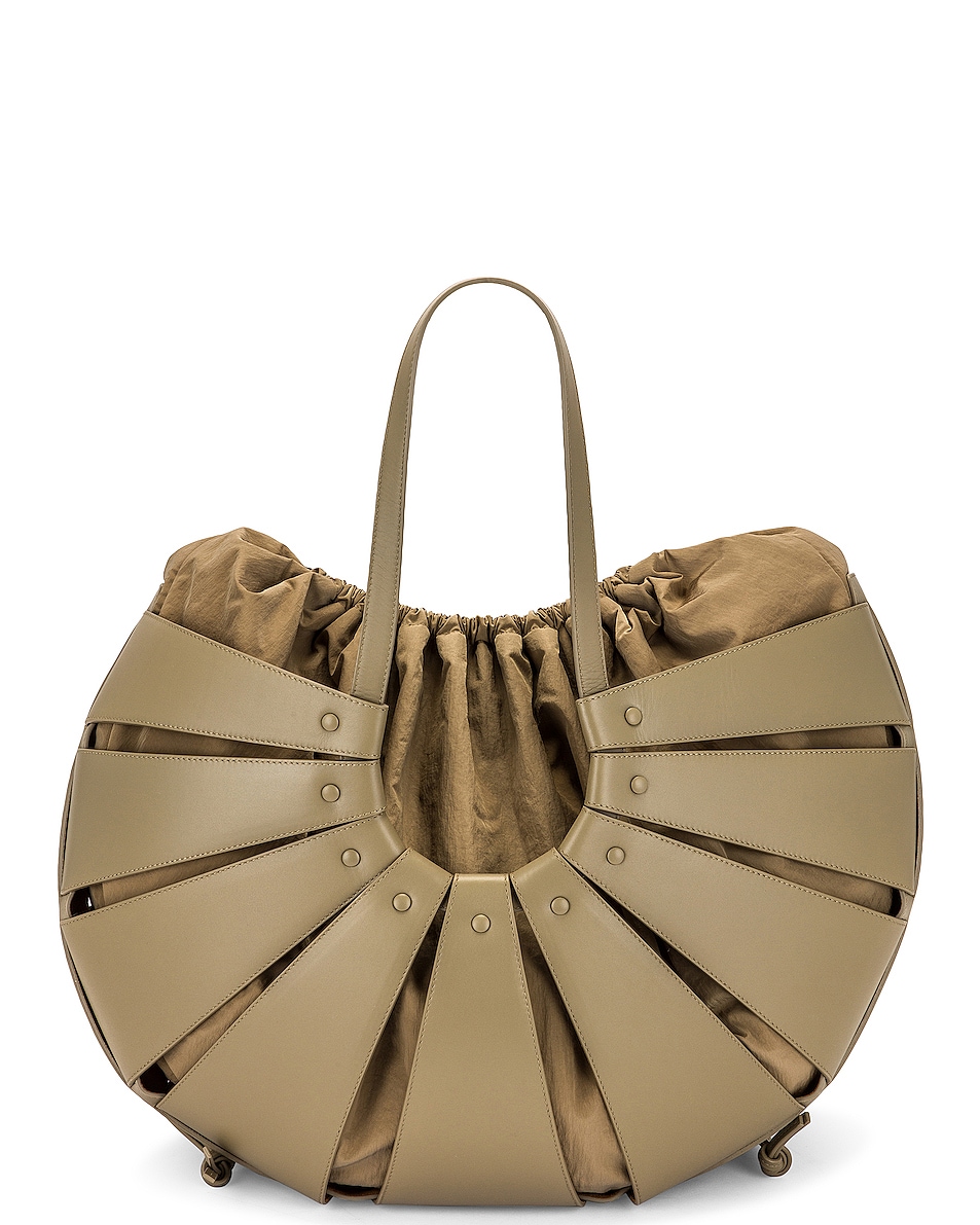 Image 1 of Bottega Veneta The Shell Large Bag in Taupe & Gold