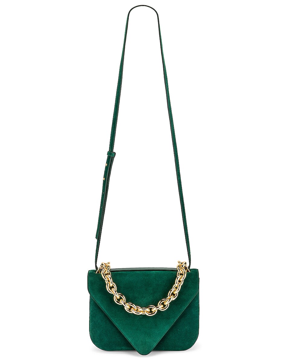 Image 1 of Bottega Veneta Medium Envelope Bag in Emerald Green & Gold