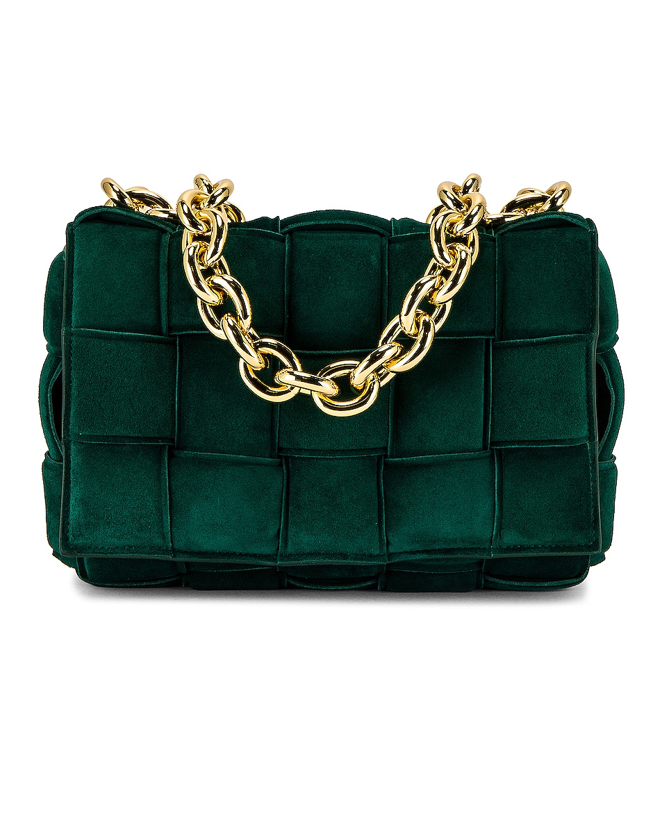 Image 1 of Bottega Veneta The Chain Cassette Bag in Emerald Green & Gold