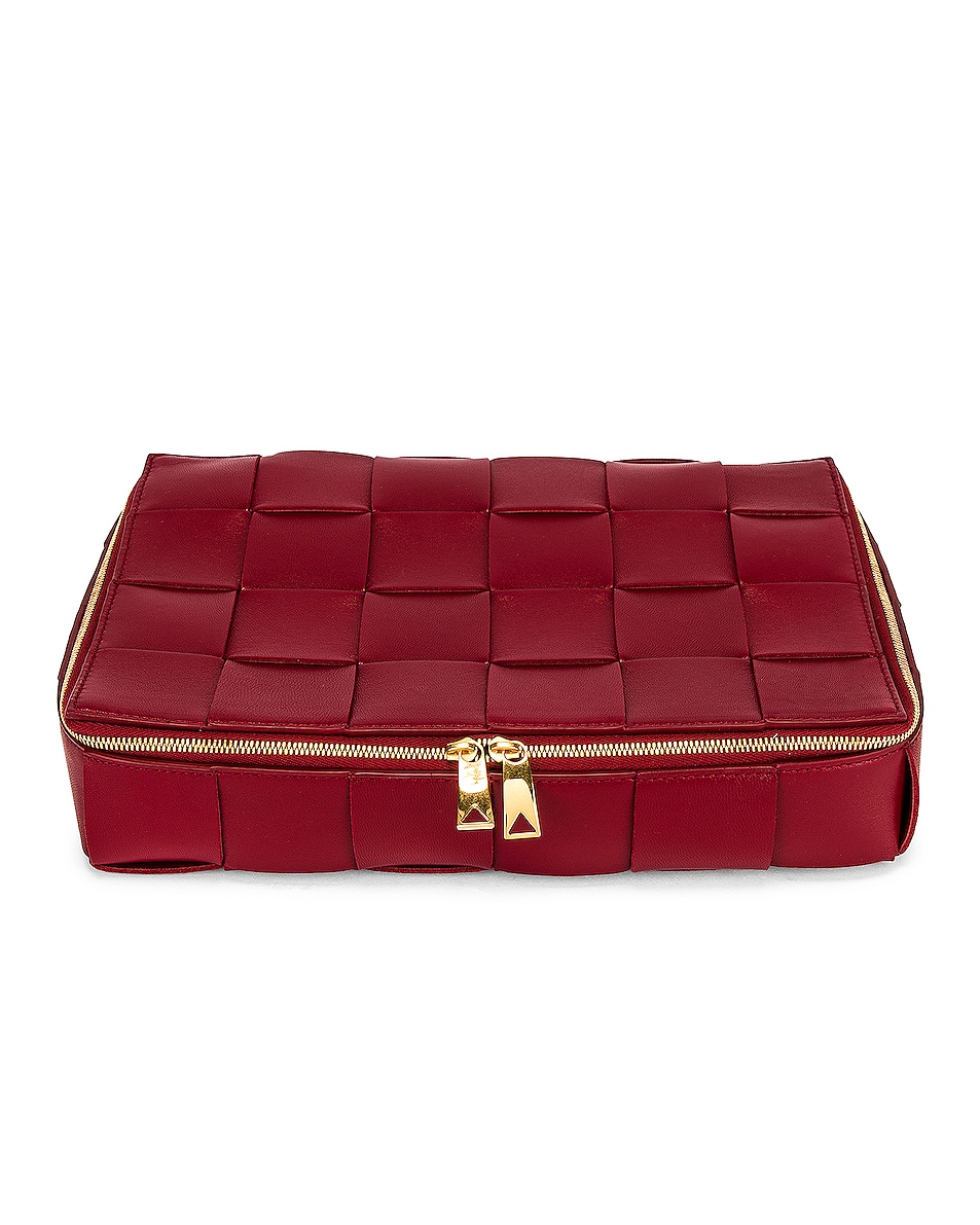 Image 1 of Bottega Veneta Intreccio Travel Case in Dark Red & Gold