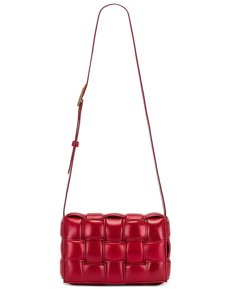 Image 1 of Bottega Veneta Padded Cassette Bag in Dark Red & Gold