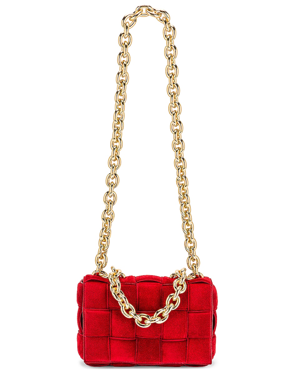 Image 1 of Bottega Veneta Chain Cassette Bag in Dark Red & Gold