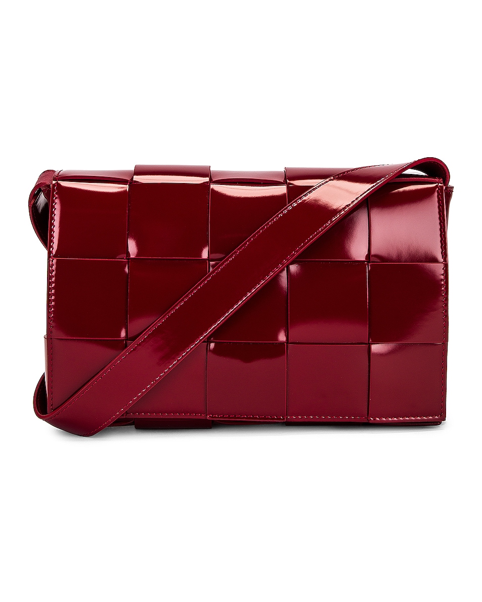 Image 1 of Bottega Veneta Cassette Bag in Dark Red & Gold