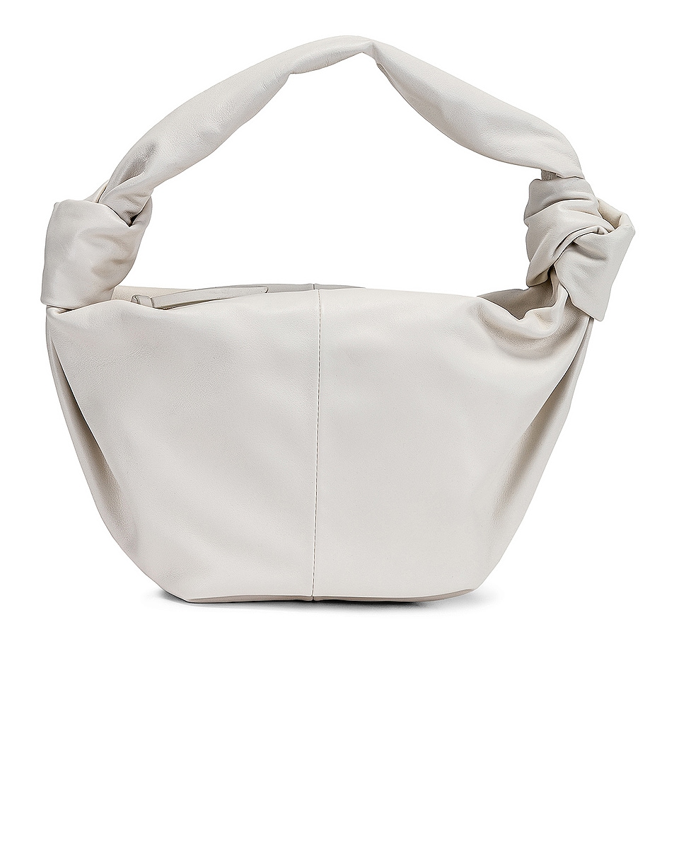 Image 1 of Bottega Veneta Teen Double Knot Shoulder Bag in White & Gold