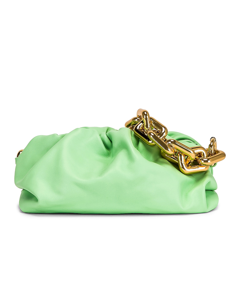 Image 1 of Bottega Veneta Teen Chain Pouch Shoulder Bag in Wasabi & Gold