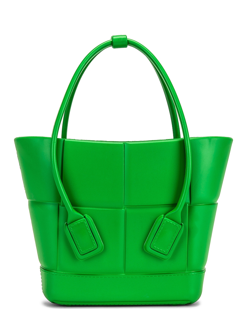 Image 1 of Bottega Veneta Mini Arco Shopping Tote Bag in Grass & Silver