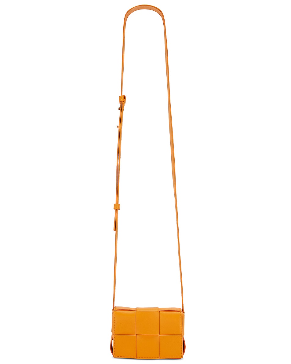 Image 1 of Bottega Veneta Candy Cassette Crossbody Bag in Tangerine & Gold