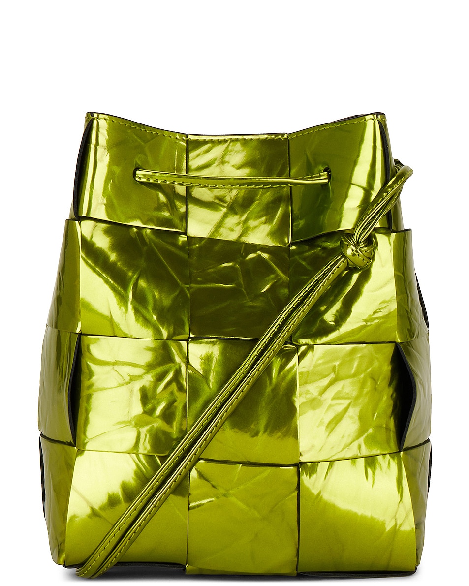 Image 1 of Bottega Veneta Small Crossbody Bucket Bag in Chlorophyll & Black