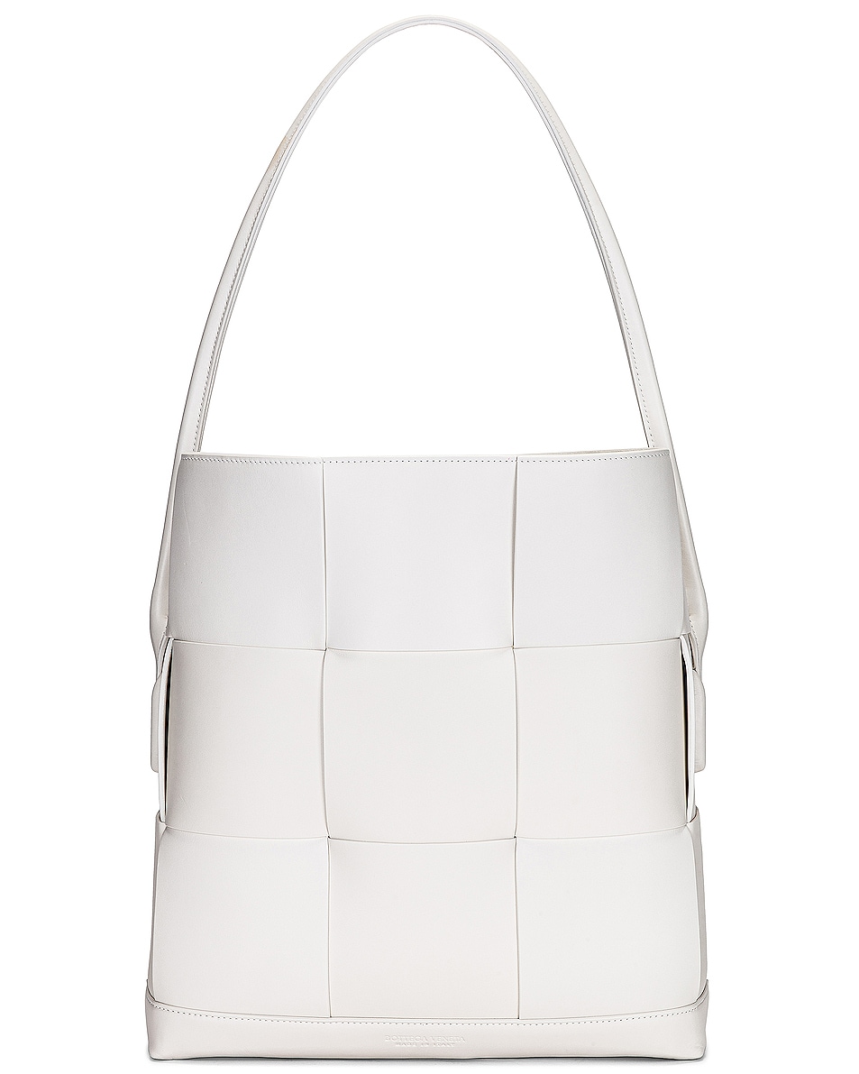 Image 1 of Bottega Veneta Large Arco Bucket Bag in White & Silver