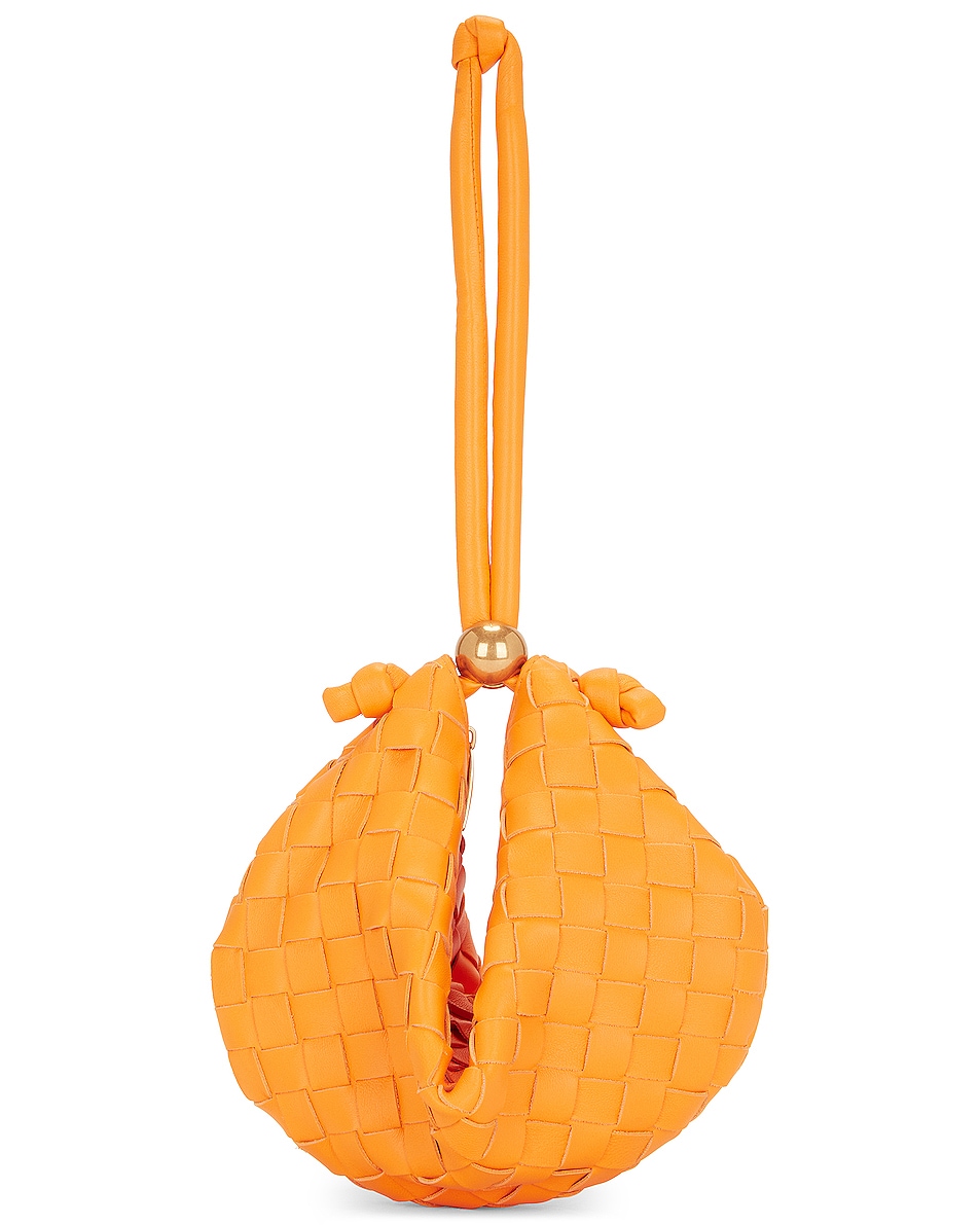 Image 1 of Bottega Veneta Small Half Moon Pouch in Tangerine & Gold