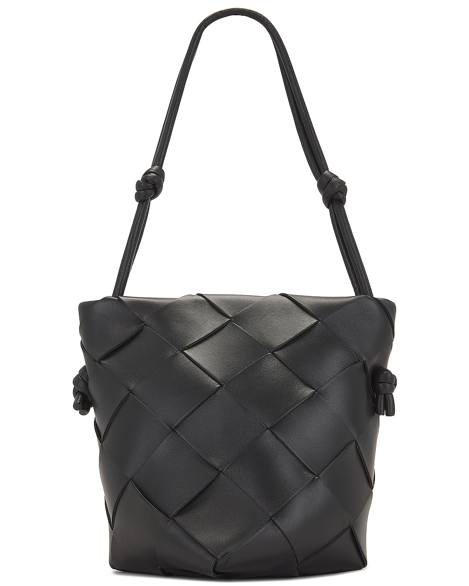 Bottega Veneta Clasp Bucket Bag in Black & Gold | FWRD