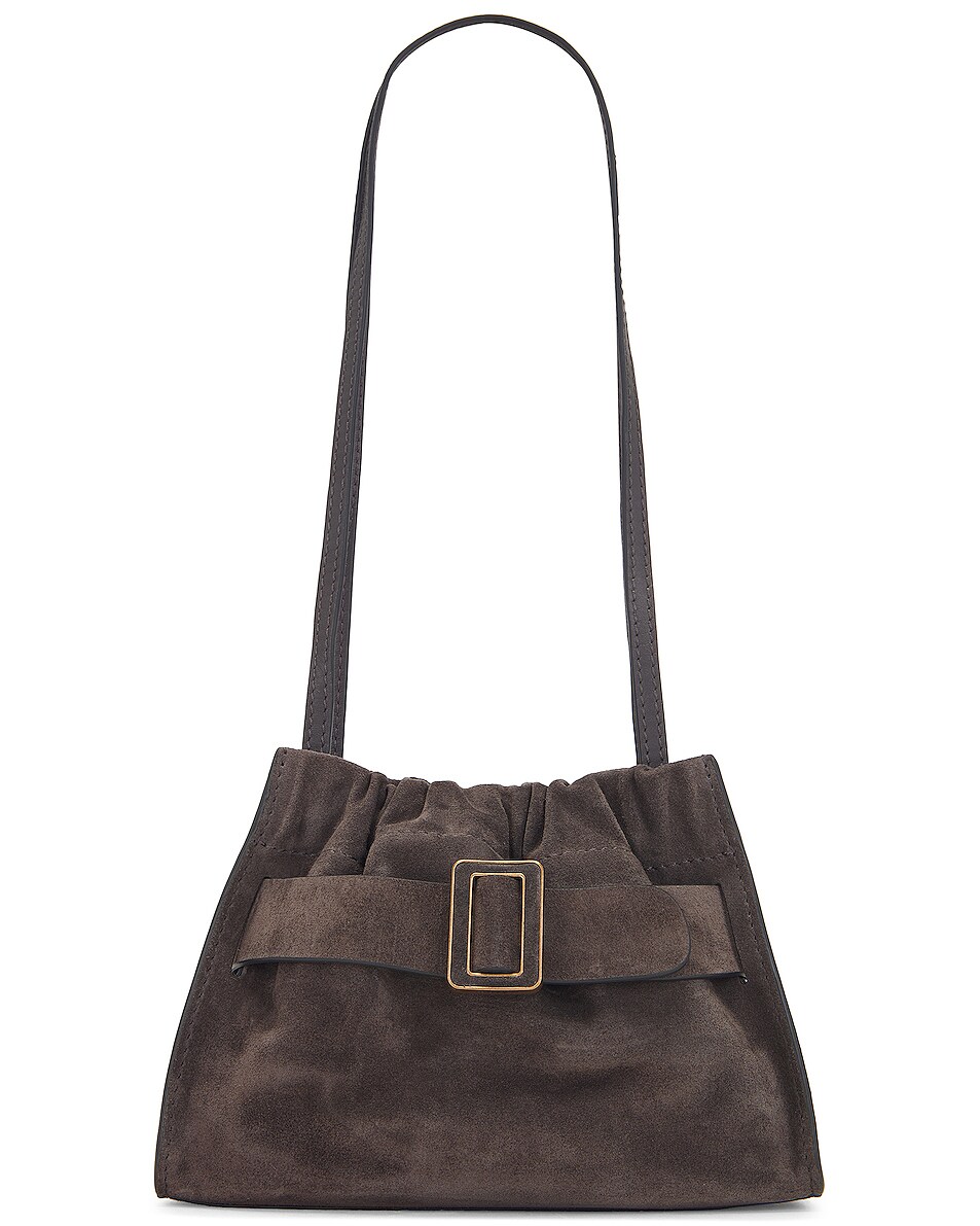 Image 1 of Boyy Square Scrunchy Soft Suede Bag in Piombo