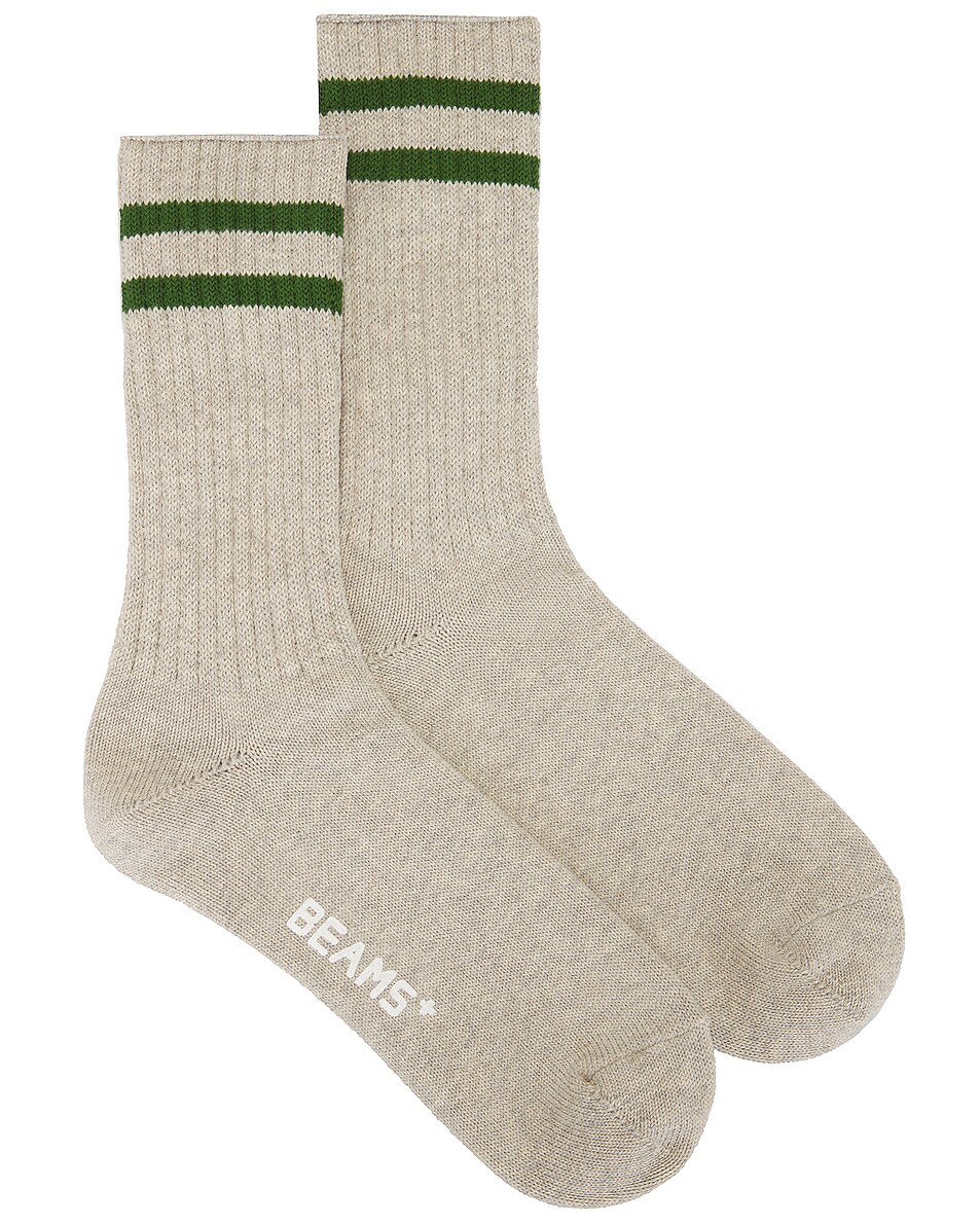 Image 1 of Beams Plus Schoolboy Socks in Gray & Green