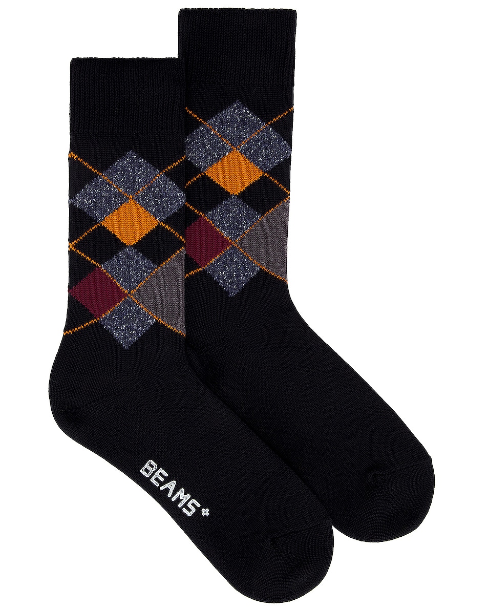 Image 1 of Beams Plus Argyle Socks in Black