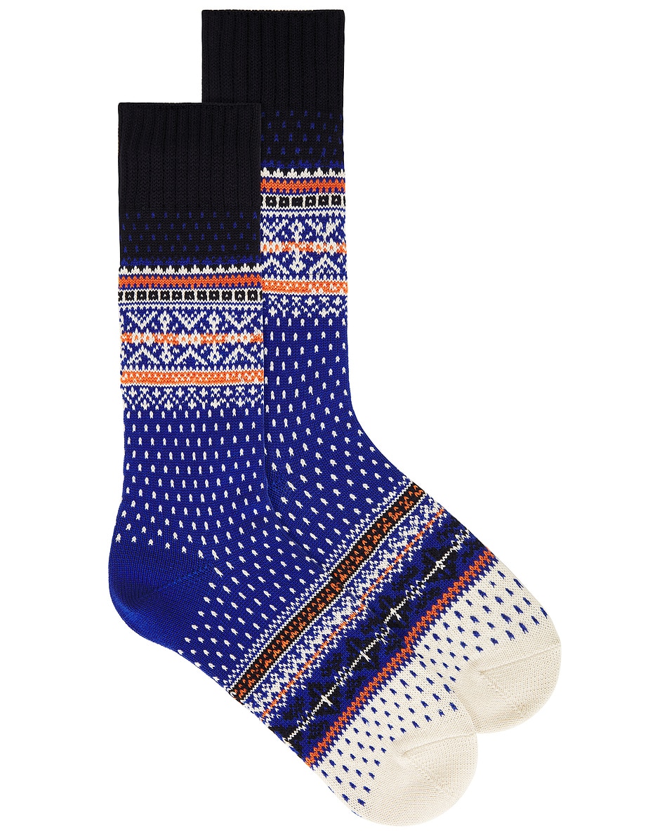 Image 1 of Beams Plus Nordic Socks in Blue Base
