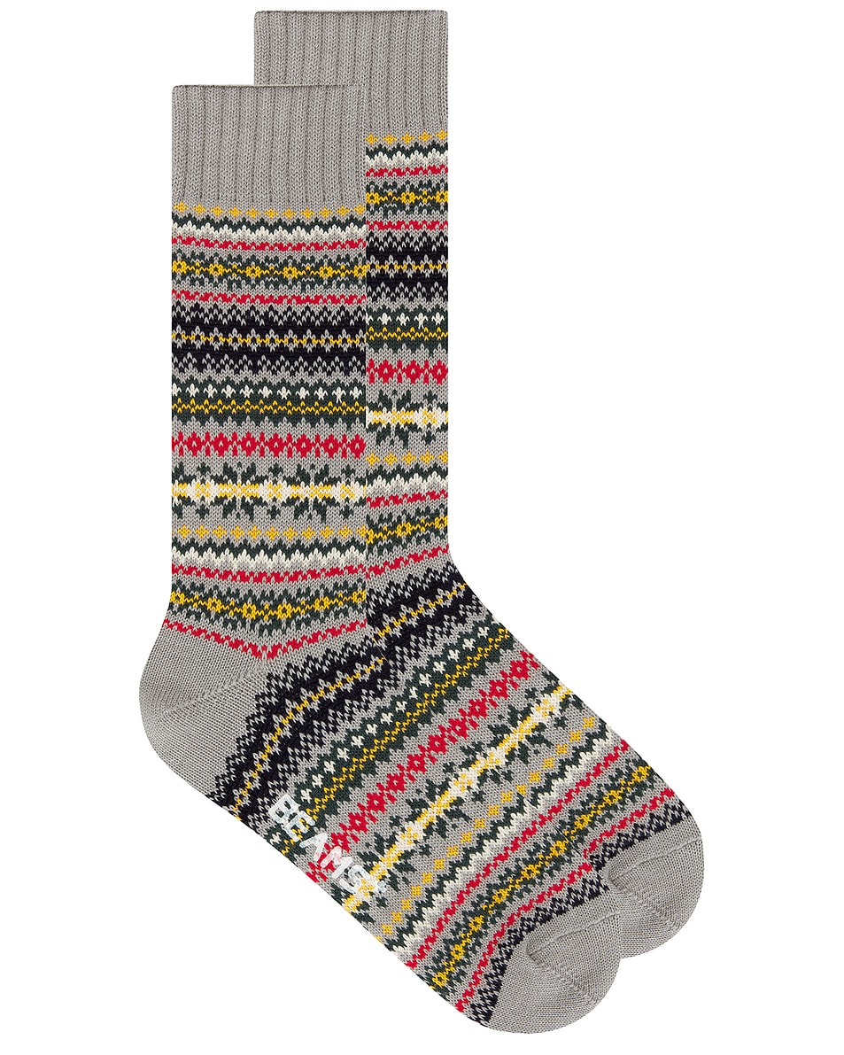 Image 1 of Beams Plus Fair Isle Socks in Grey Base