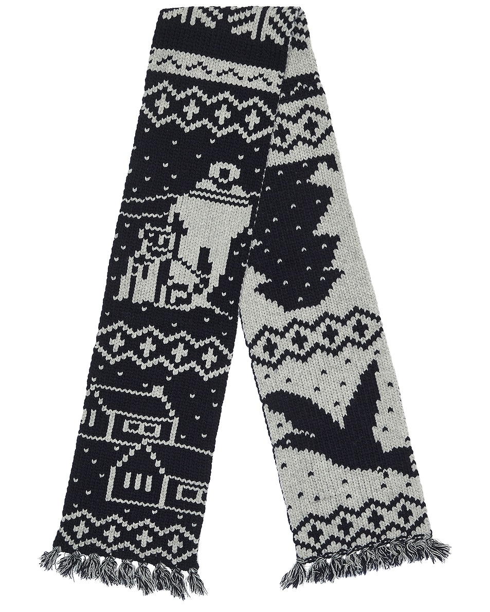 Image 1 of Beams Plus Muffler Jacquard Nordic Pattern Scarf in Navy