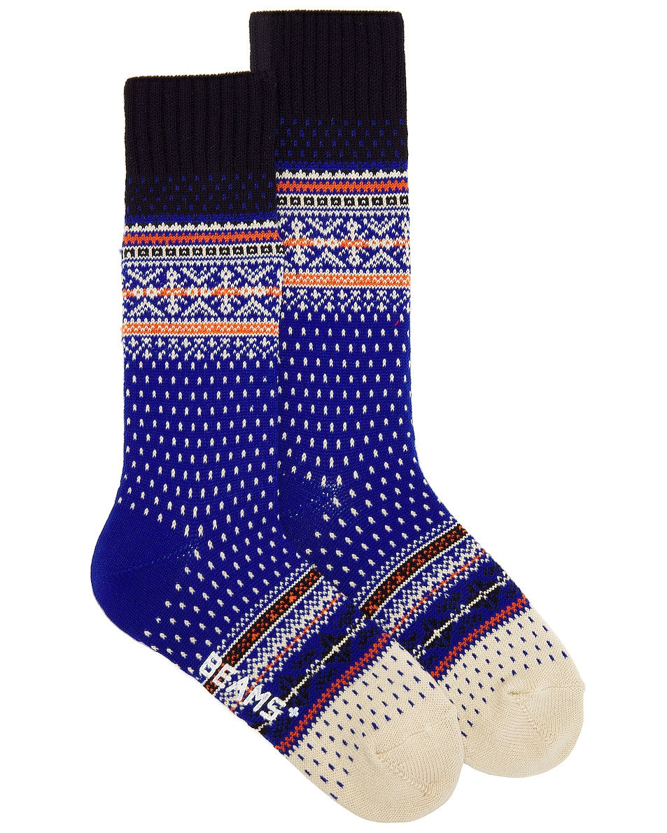 Image 1 of Beams Plus Nordic Socks in Blue