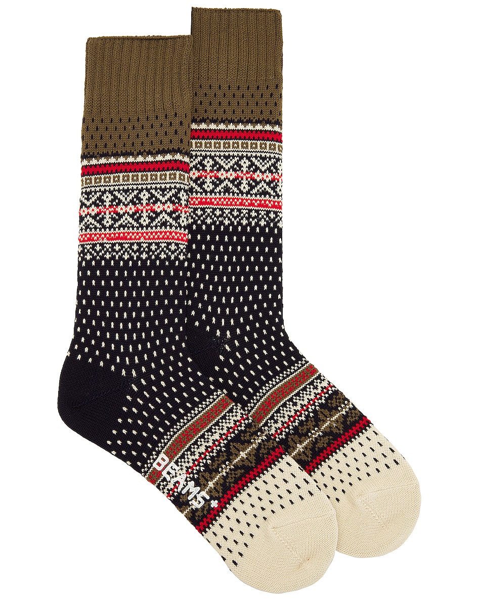 Image 1 of Beams Plus Nordic Socks in Navy