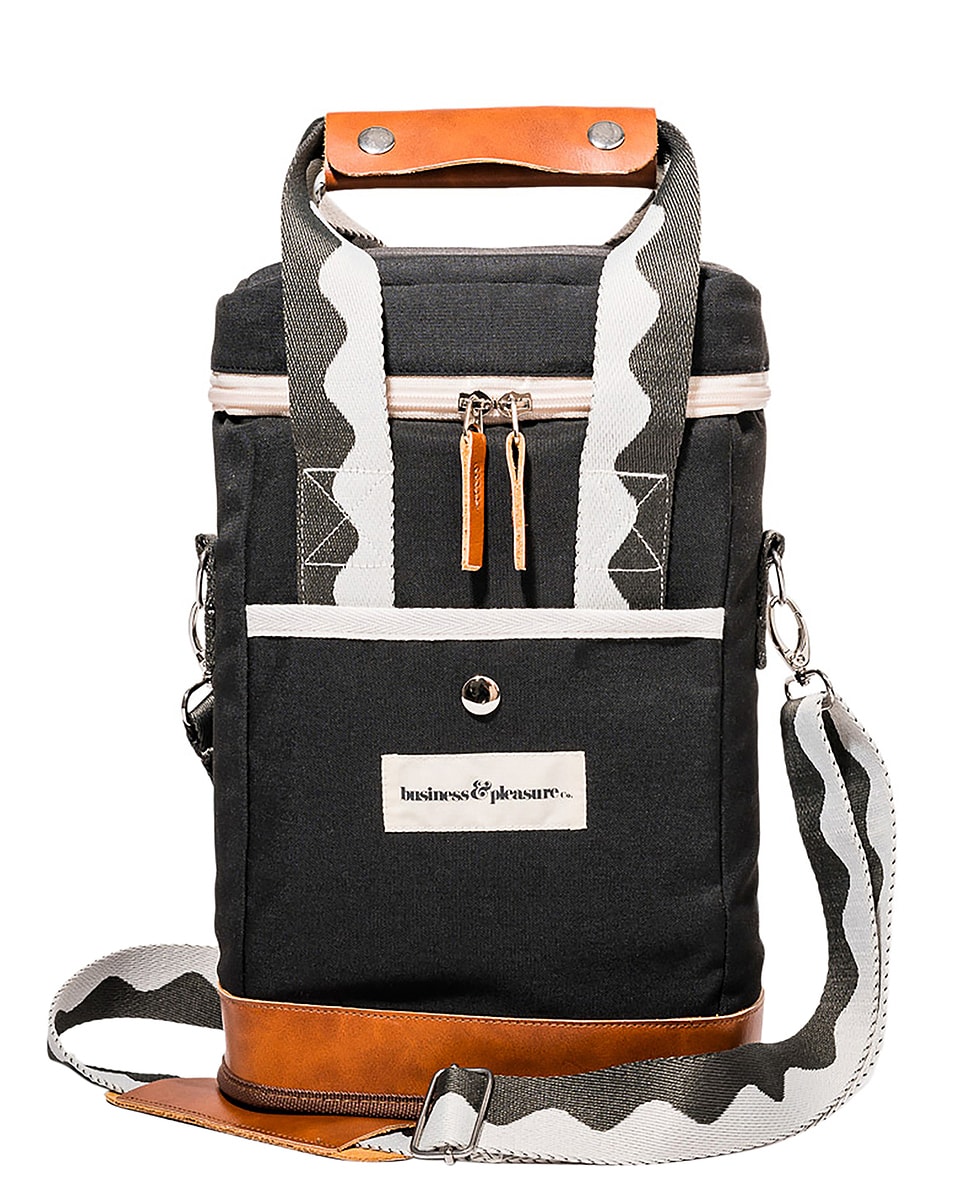 Image 1 of business & pleasure co. Wine Cooler Tote Bag in Rivie Black