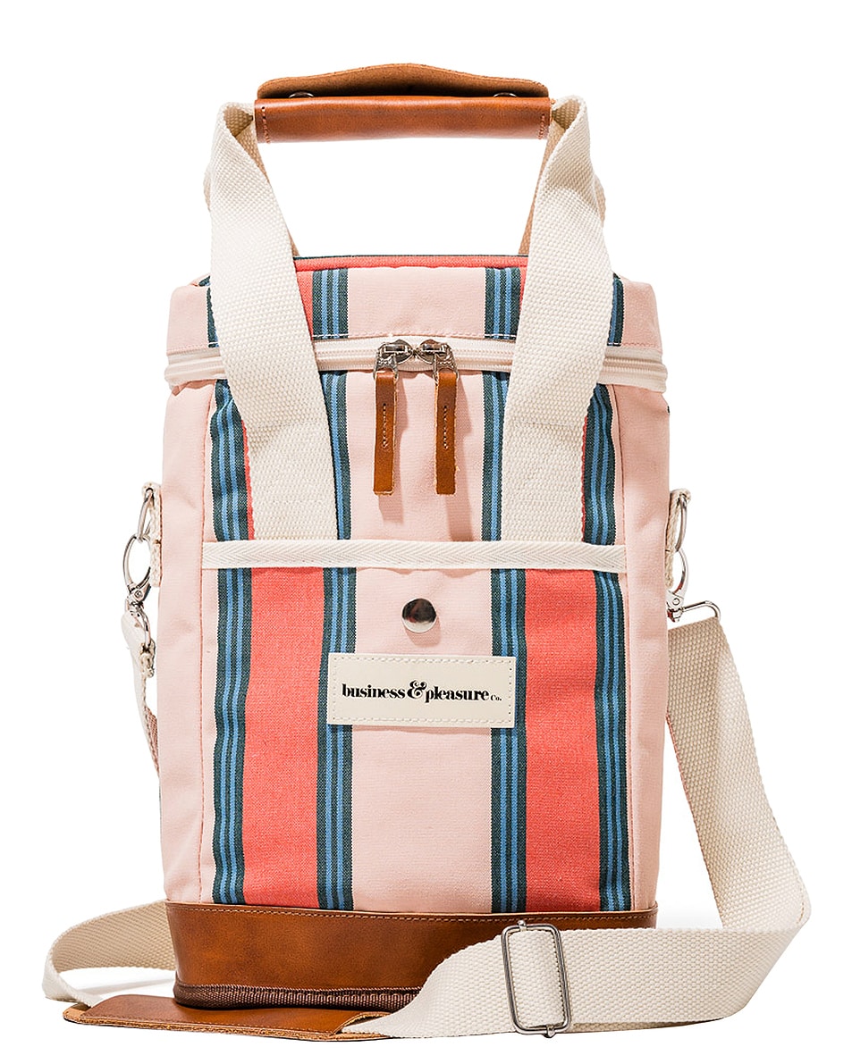 Image 1 of business & pleasure co. Wine Cooler Tote Bag in Bistro Pink