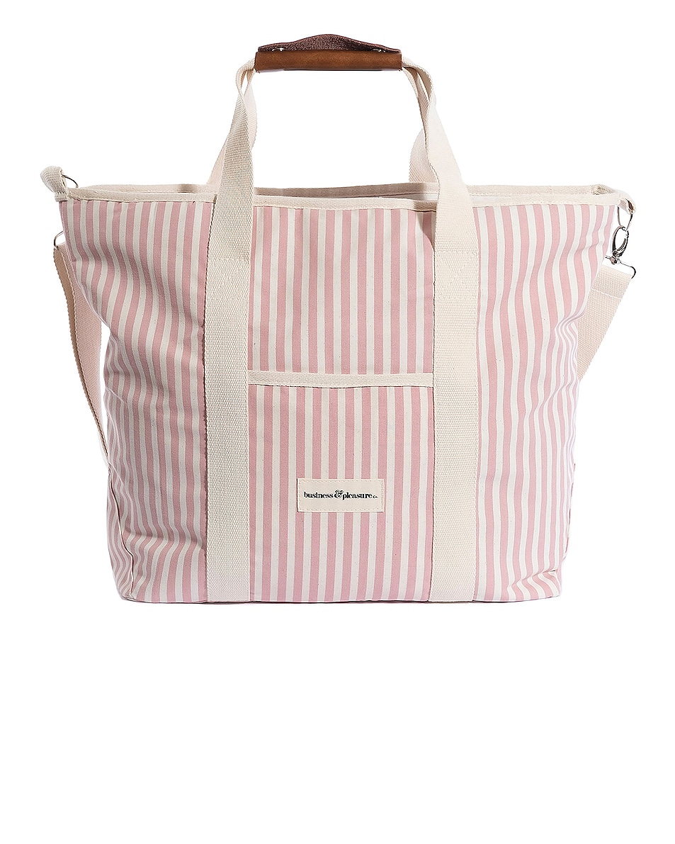 Image 1 of business & pleasure co. The Cooler Tote Bag in Laurens Pink Stripe