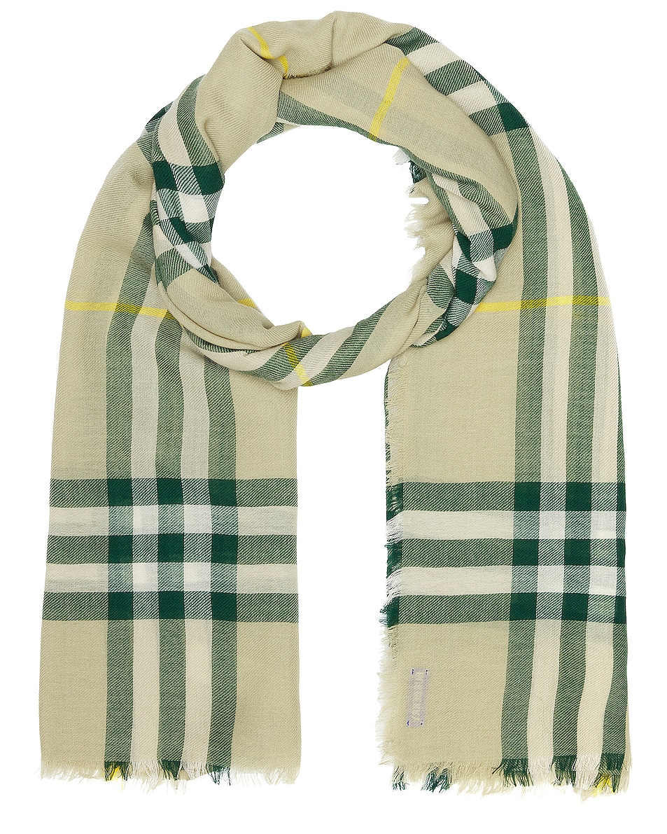 Image 1 of Burberry Check Print Scarf in Hunter