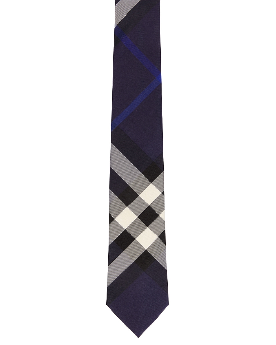 Image 1 of Burberry Exploded Check Tie in Navy