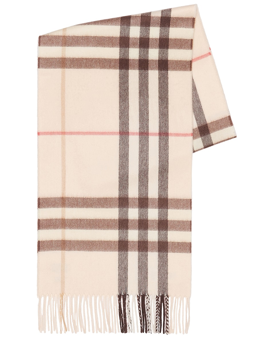 Image 1 of Burberry Giant Check Cashmere Scarf in Alabaster