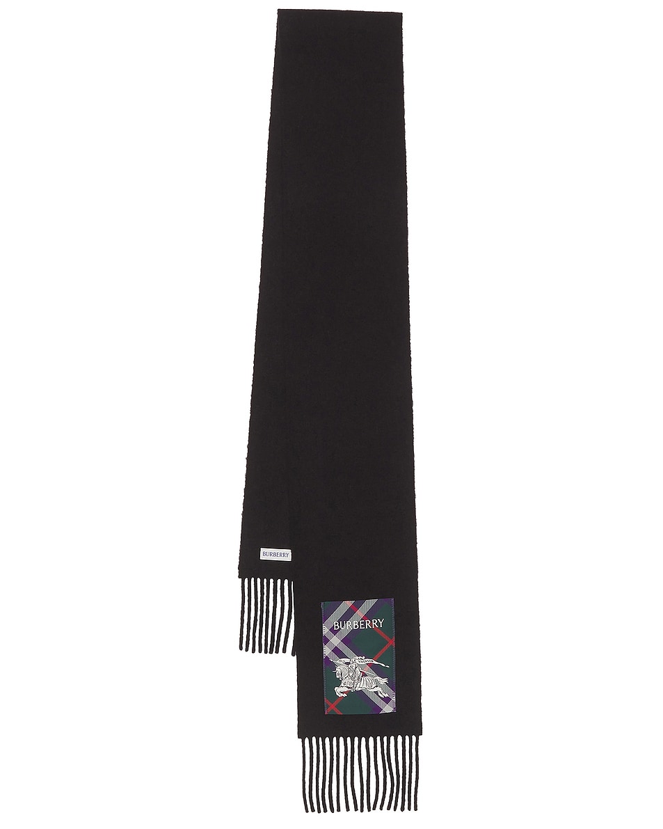 Image 1 of Burberry Solid Label Scarf in Black