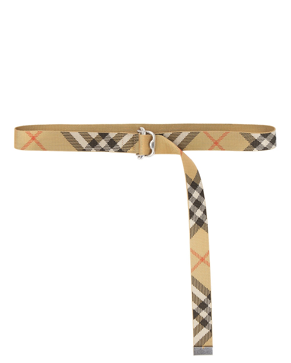 Image 1 of Burberry Double Bar Webbing Belt in Sand