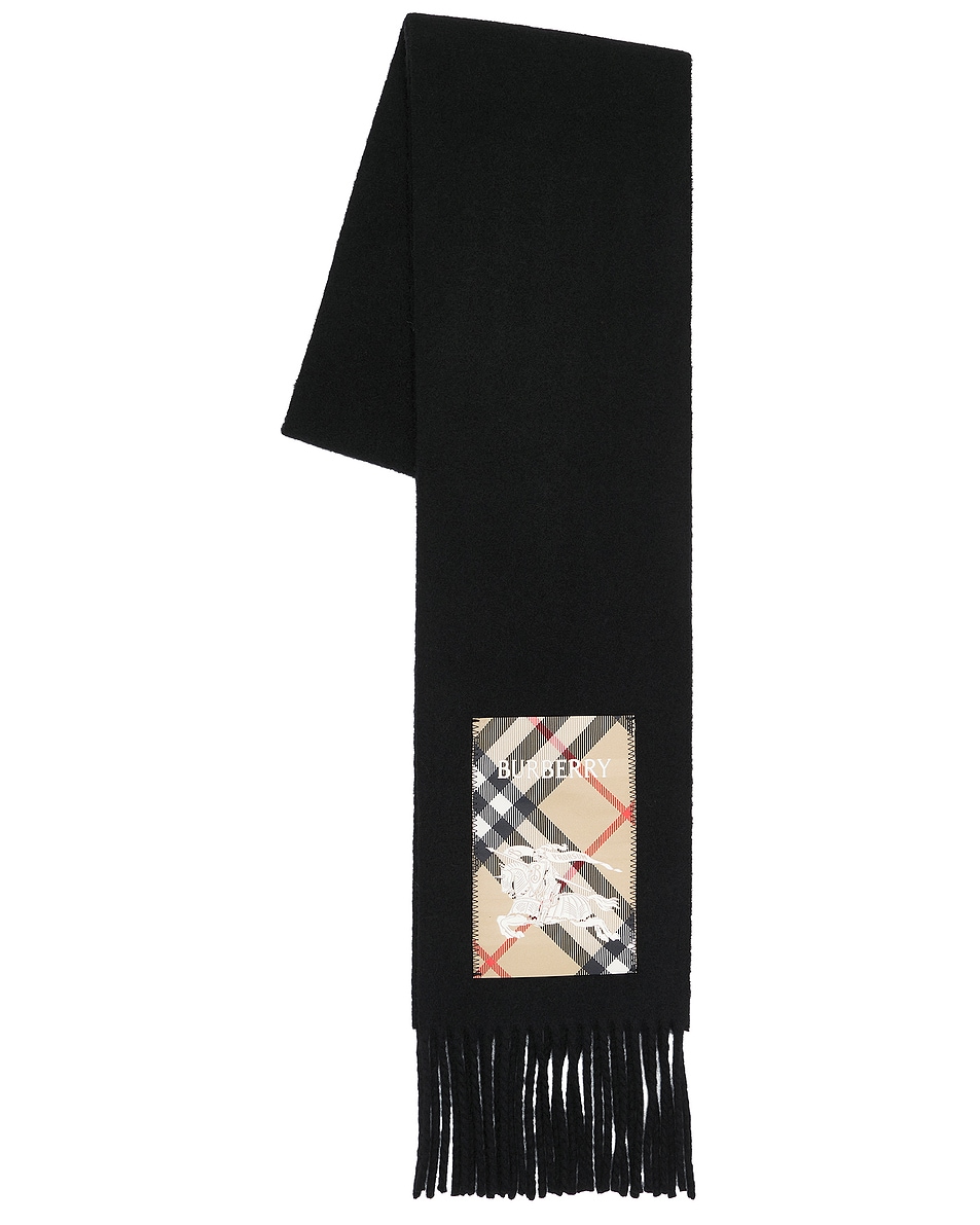 Image 1 of Burberry Solid Label Scarf in Black & Sand