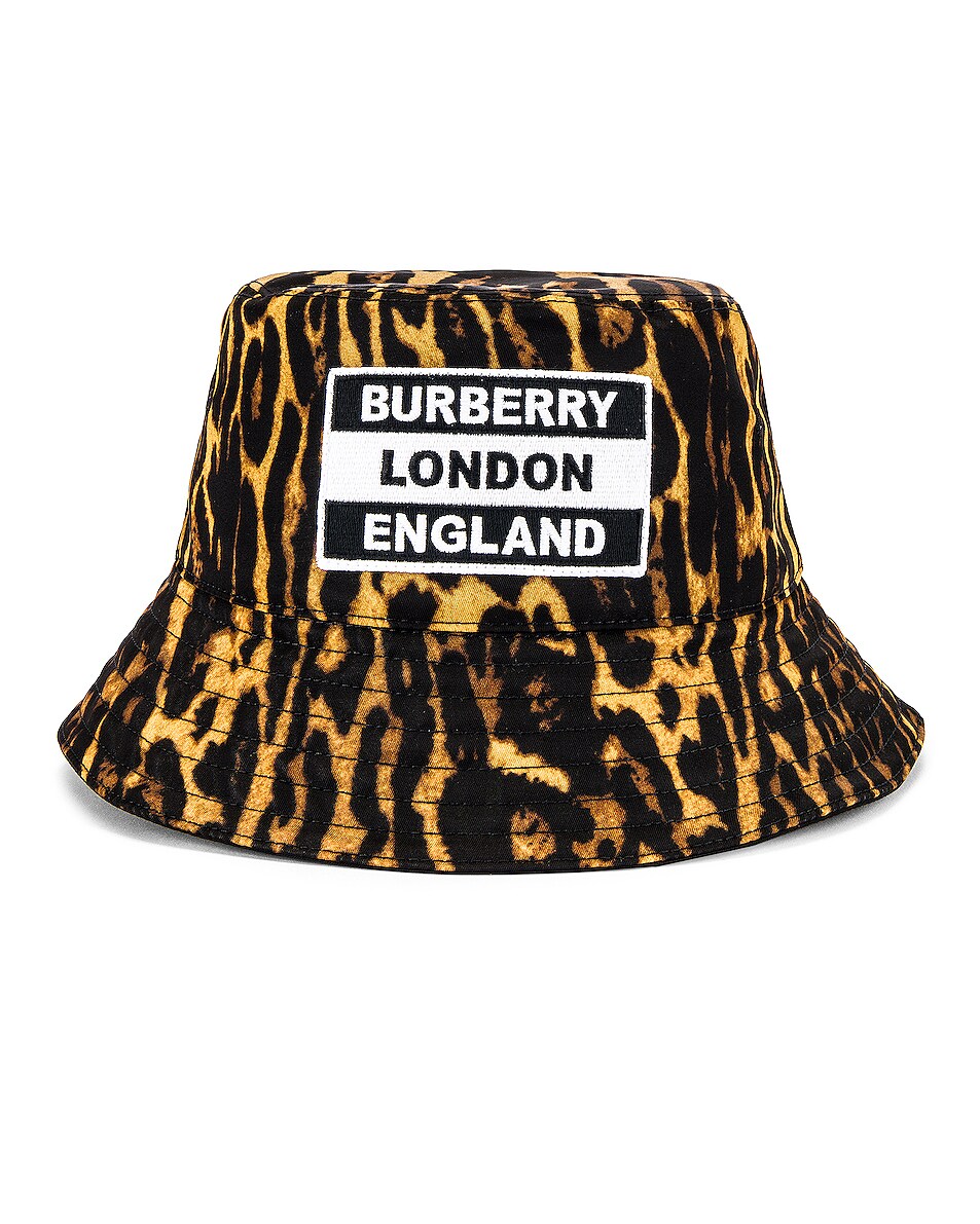 Image 1 of Burberry New Bucket Hat in Leopard Print