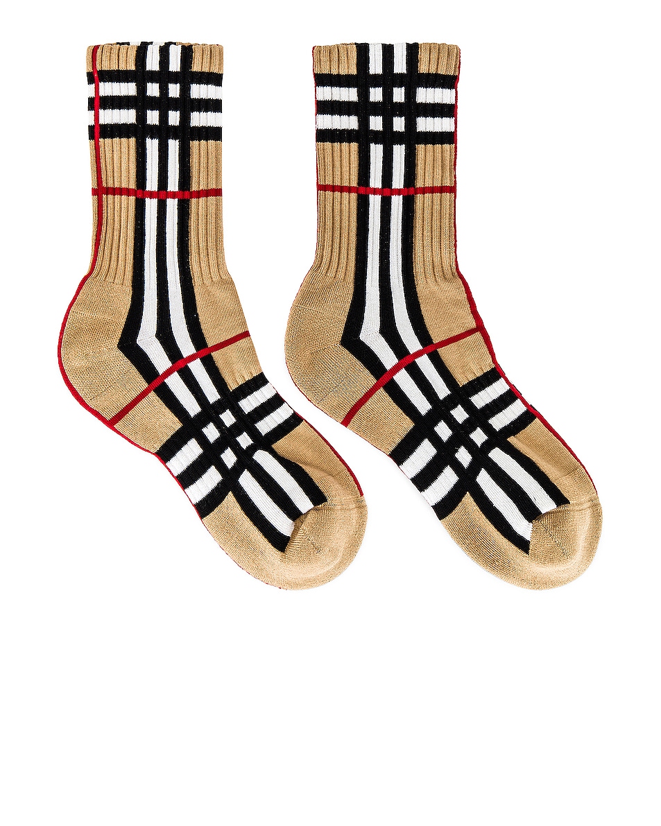 Image 1 of Burberry Vintage Check Socks in Archive Beige