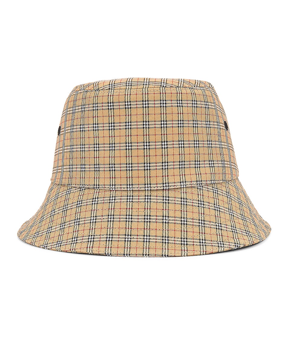 Image 1 of Burberry Micro Check Bucket Hat in Archive Beige