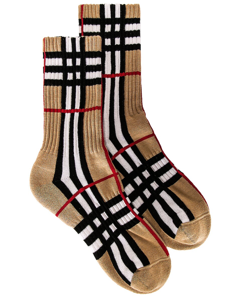 Image 1 of Burberry Vintage Check Socks in Archive Beige
