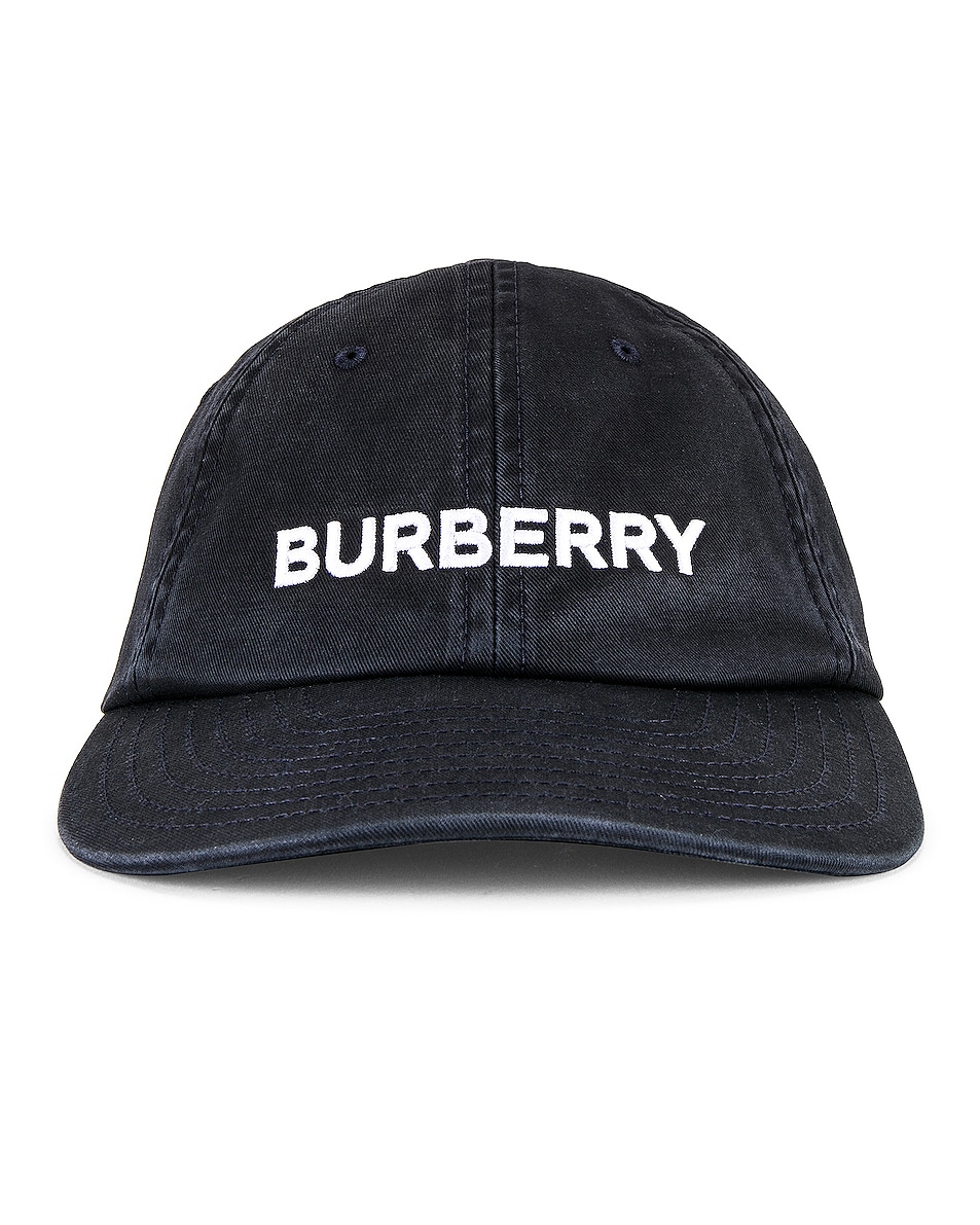 Image 1 of Burberry Distressed Hat in Navy