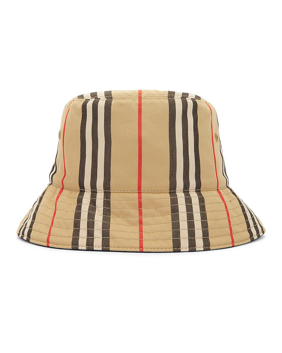 Image 1 of Burberry Icon Stripe Bucket Hat in Archive Beige