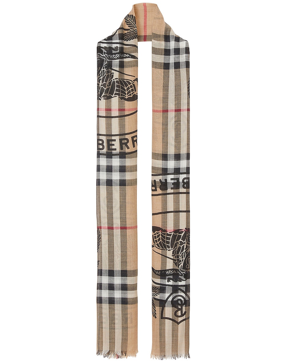 Image 1 of Burberry Gauze Scarf in Archive Beige