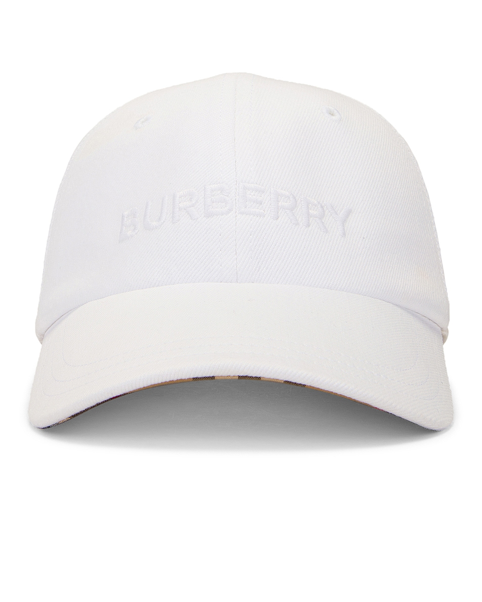 Image 1 of Burberry White Denim Hat in White