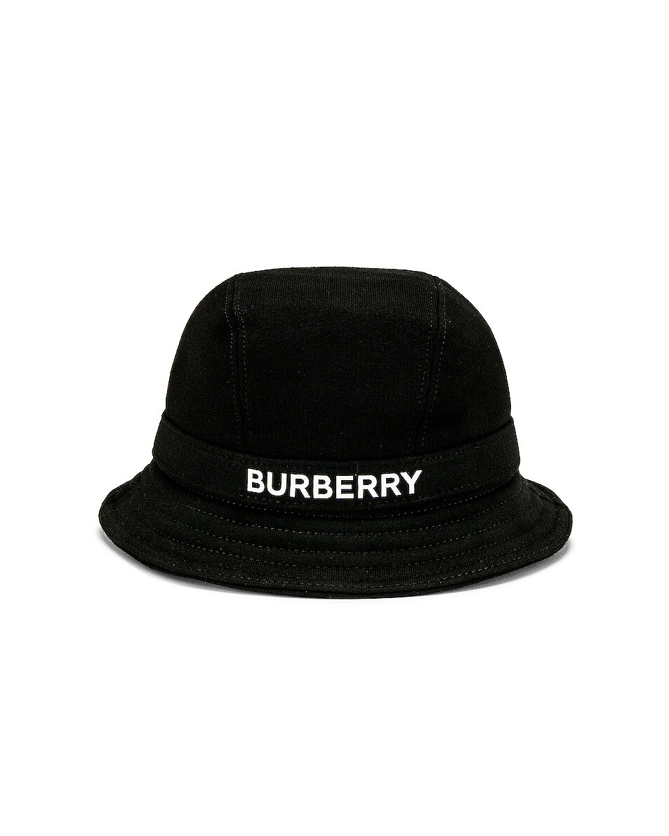 Image 1 of Burberry Jersey Bucket Hat in Black