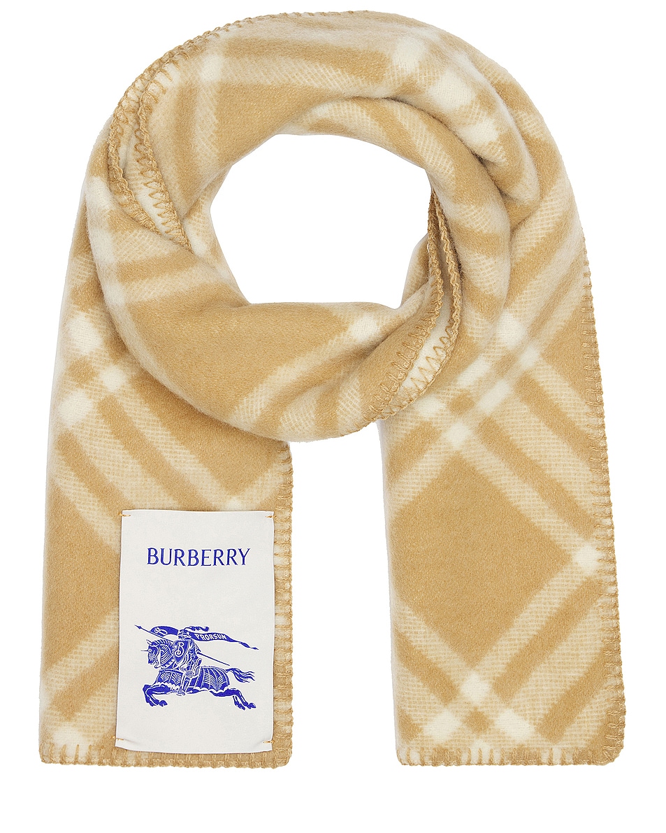 Image 1 of Burberry Wool Check Scarf in Archive Beige